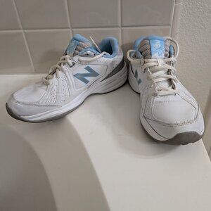 New Balance Women's 409 Leather Trainer Sneakers White Baby Blue WX409WB3 Size 8